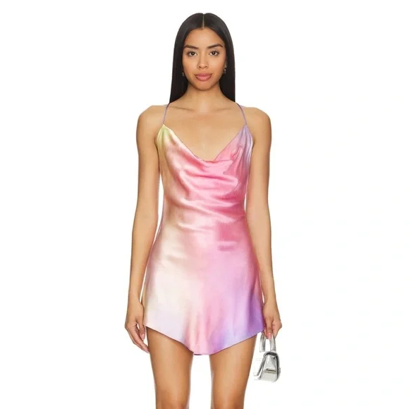 SER.O.YA ($398) Pracilla Dress in Sunset Tie Dye - Silk cowl neck - SIZE S - Picture 3 of 13